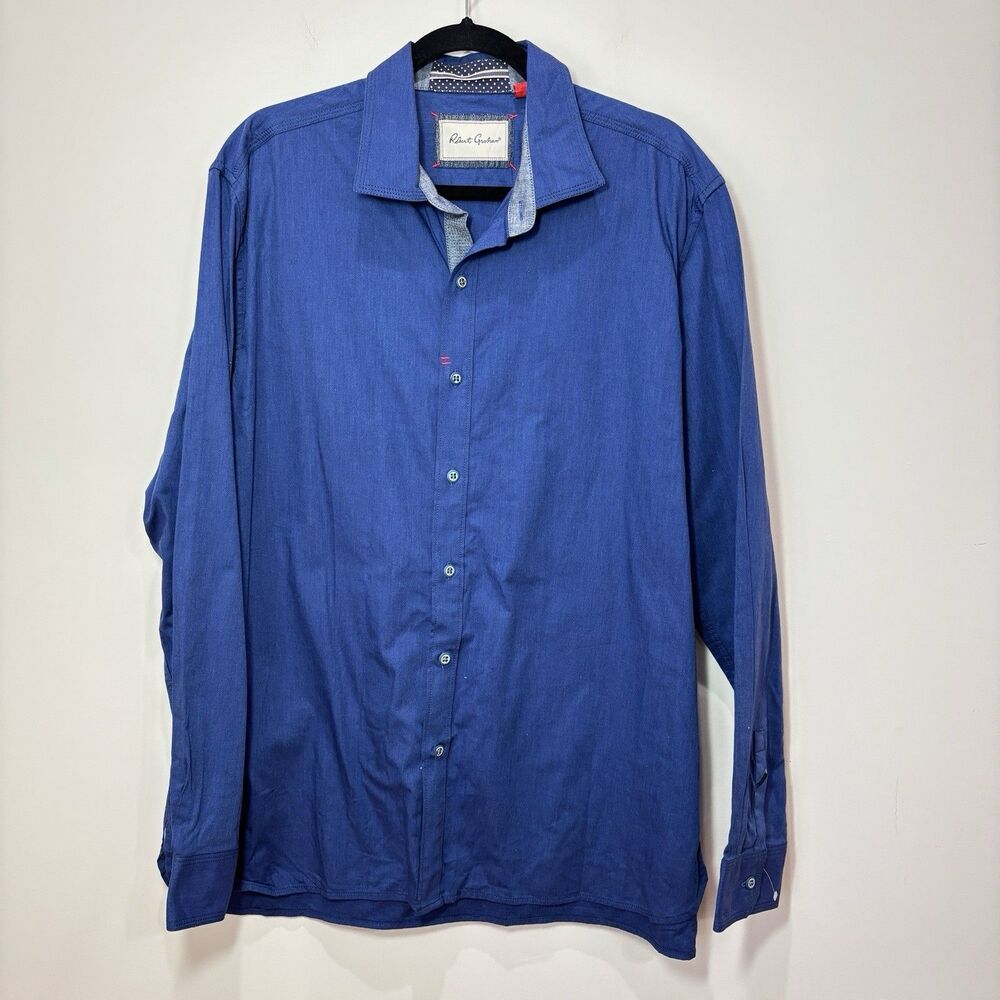 Robert Graham Blue Flip Cuff Shirt Men 2XL Rockabilly Grunge Hipster Preppy